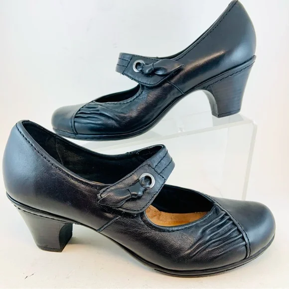 Cobb Hill New Balance Black Sadie Ruche Pleated Mary Jane Heels, size 10 M - Picture 4 of 12